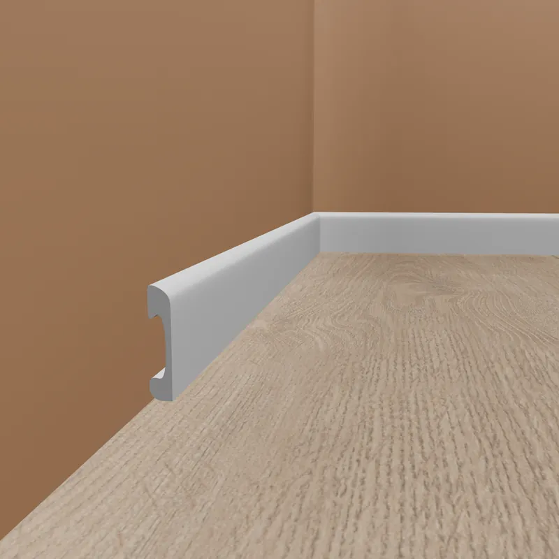 Markenware PROVISTON | Sockelleiste "NE004P" | 15 x 50 x 2000 mm | Satin Weiß | Fußleiste | Mit Kabelkanal