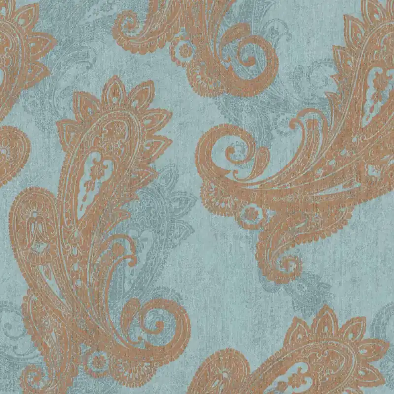 Rasch | Indian Style | 746440 | Vliestapete | Barock | 0.53 x 10.05 m | Braun | Blau Markenware