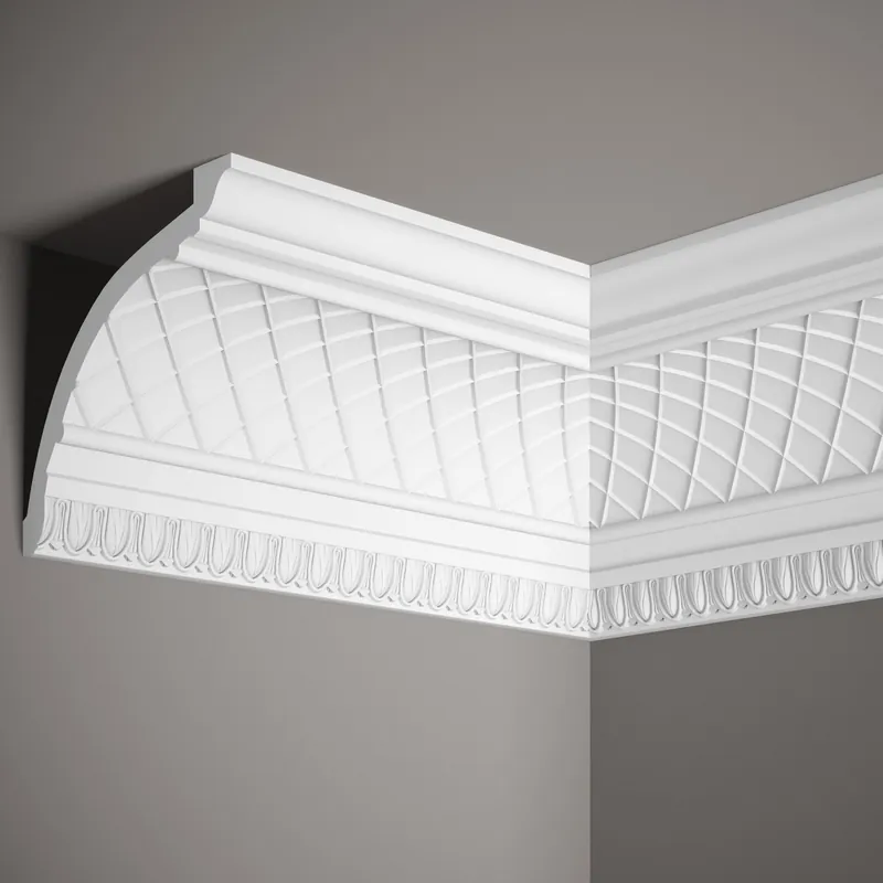 Solange Der Vorrat Reicht Mardom Deckenleiste MDA401 Profoam 165 x 145 x 2000 mm Weiß Stuckleiste Hohlkehle mit Rautenmuster