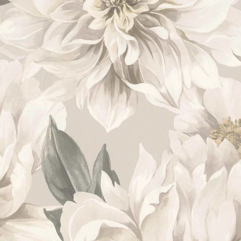 Rasch Papiertapete Selection 201352 | 0.53 x 10.05 m | Blumen Floral Grau Neue Kollektion