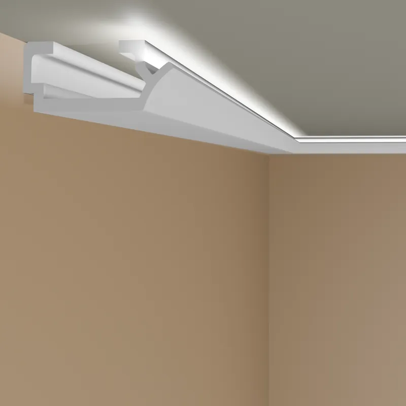 Elite Decor Lichtleiste KD410 Polystyrol 110 x 240 x 1150 mm Weiß Styropor Stuckleiste Deckenleiste Neuheit