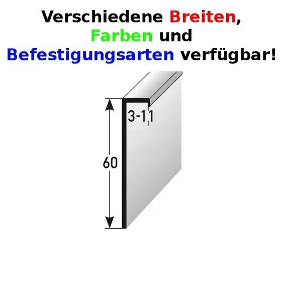 Neuheit Auer Sockelleiste Metall H 60 mm B 3 - 11 mm Sockelleiste Aluminium Wasserfest Modern