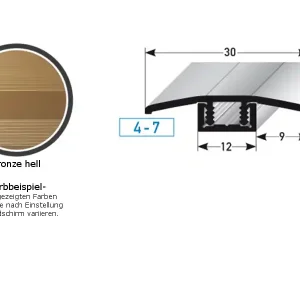 Markenware PROVISTON Übergangsprofil Pikeville B 30 mm Einfasshöhe 4 - 7 mm Übergangsschiene Alu elox