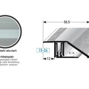 PROVISTON Höhen- & Anpassungsprofile Bellingham B 50.5 mm Einfasshöhe 15 - 24 mm Alu elox Sonderangebot