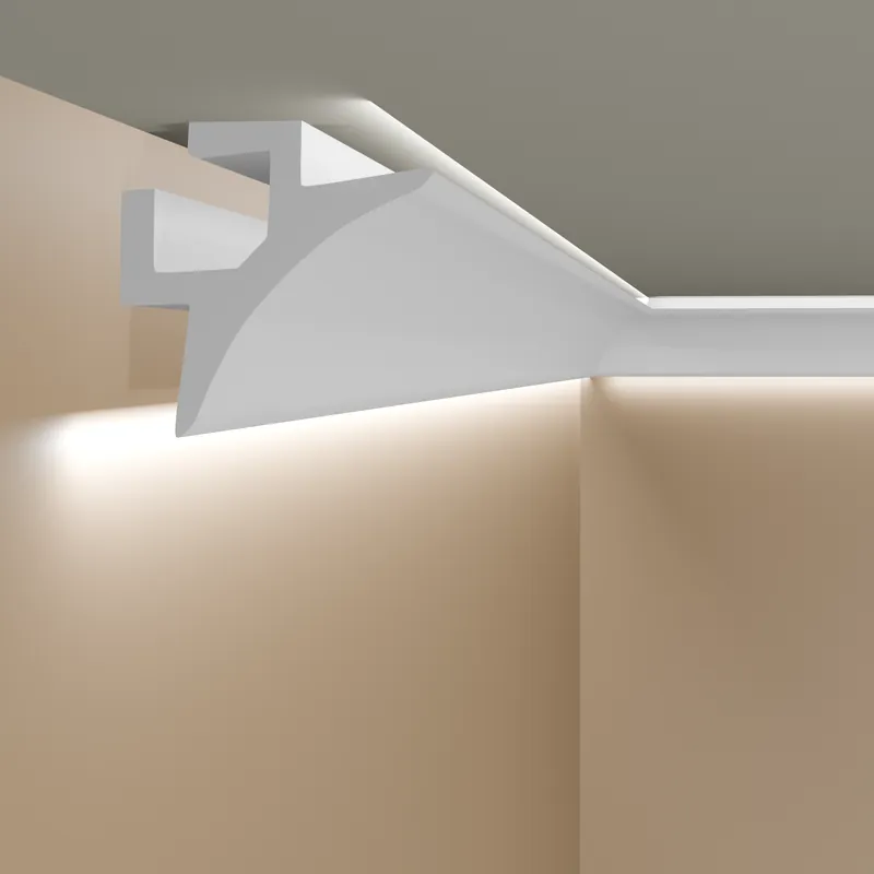 Direktkauf PROVISTON Licht Stuckleiste Kunststoff Weiß | 60 x 97 x 2000 mm Moderne Lichtleiste für die Decke