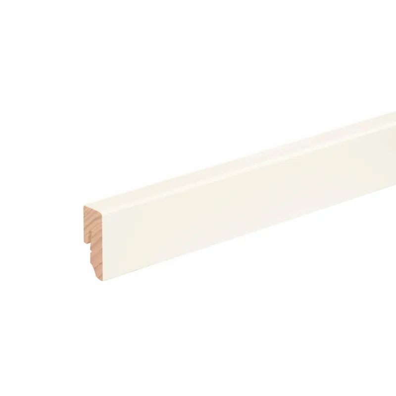 Ausverkauf Sockelleiste L0152L1 Kiefernholz Weiß RAL9010 lackiert 16 x 40 x 2400 mm - Neuhofer