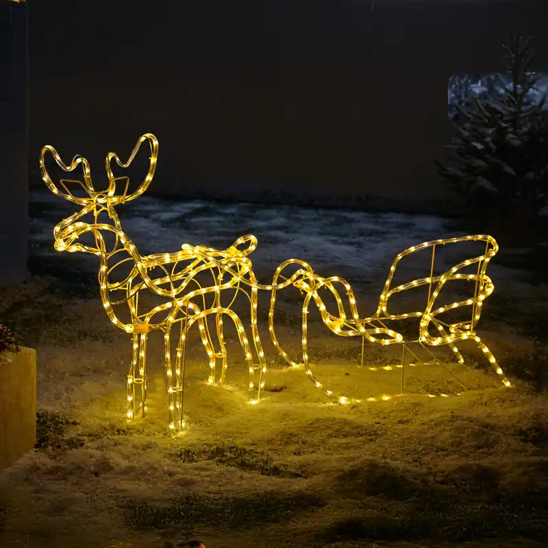 Versand Am Gleichen Tag LED-Deko "Rentier mit Schlitten"