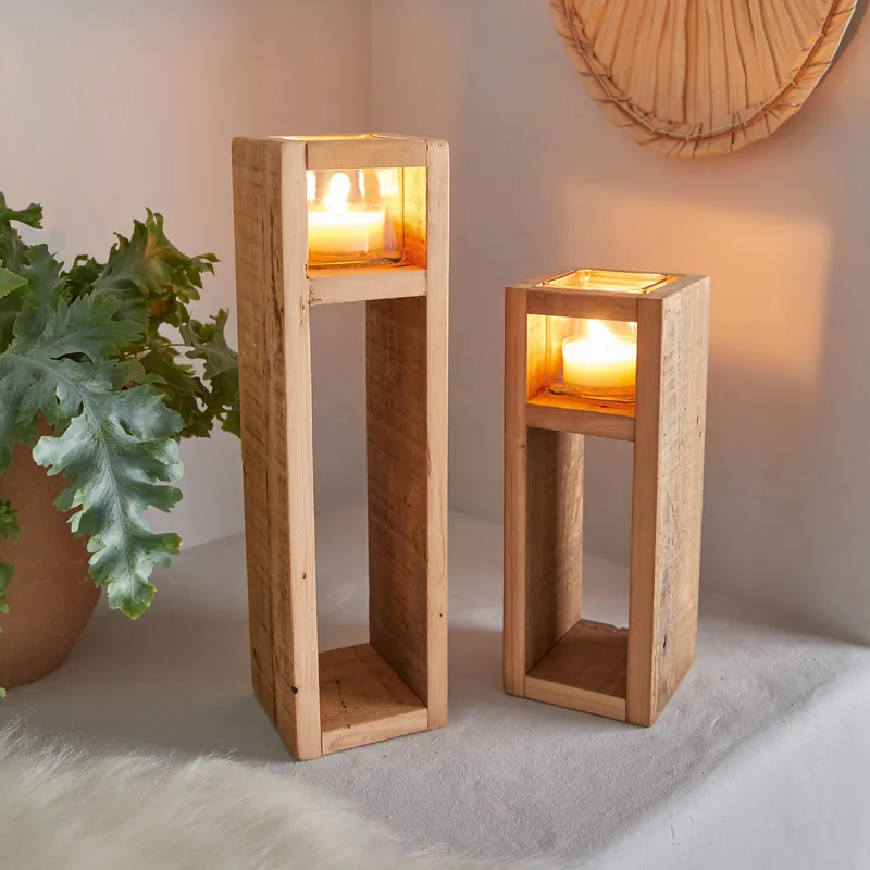 Windlichtsäule "Wood", 2er Set Garantierte Lieferung
