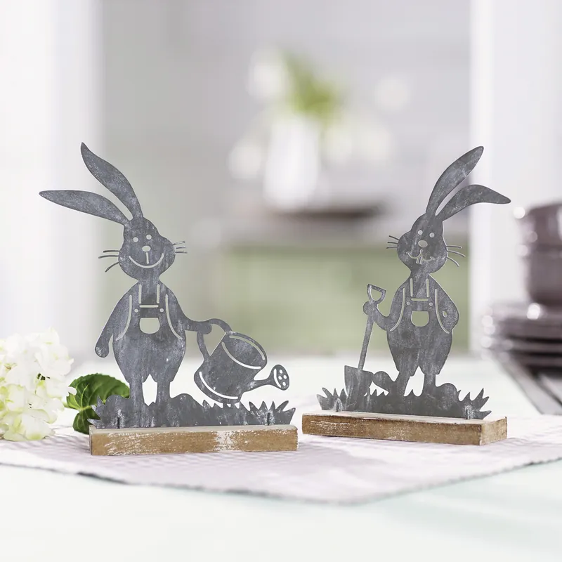 Bestpreis Hase "Gartenarbeit", 2er Set