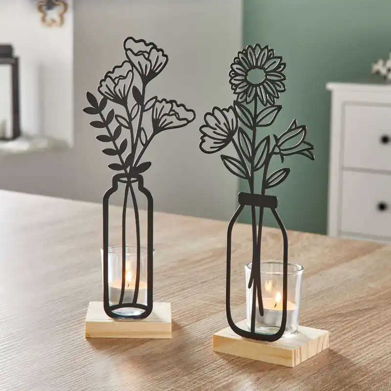 Teelichthalter "Metallblumen", 2er Set Super-Preis