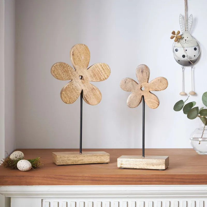 Direktkauf Holzdeko "Blume", 2er Set