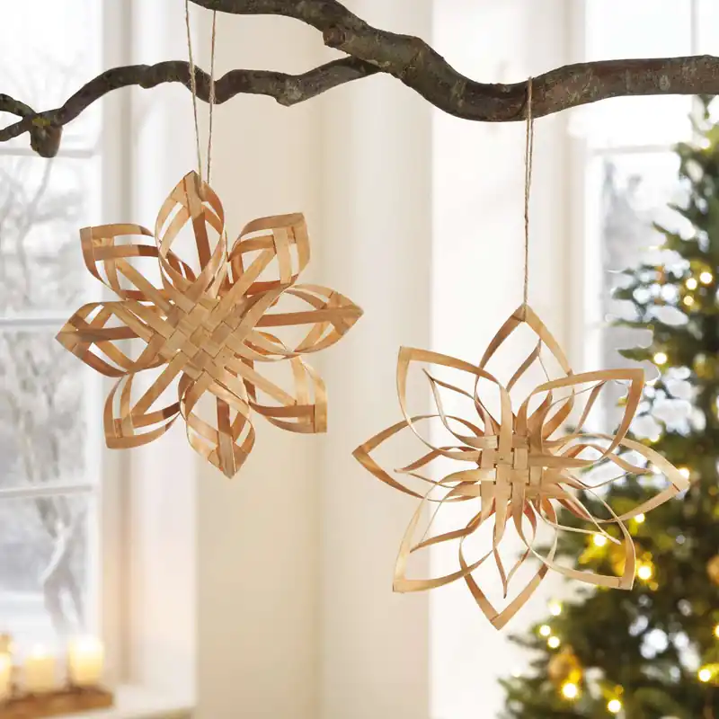 Weihnachtsstern "Holzspan", 2er Set Mega-Angebot