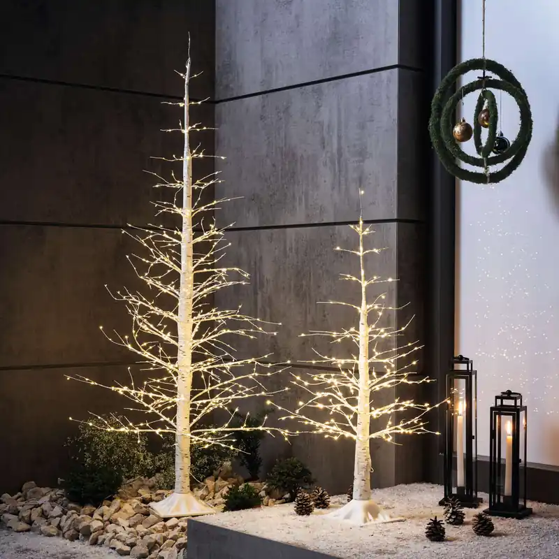 Billig LED-Tanne "White Christmas", 2er Set