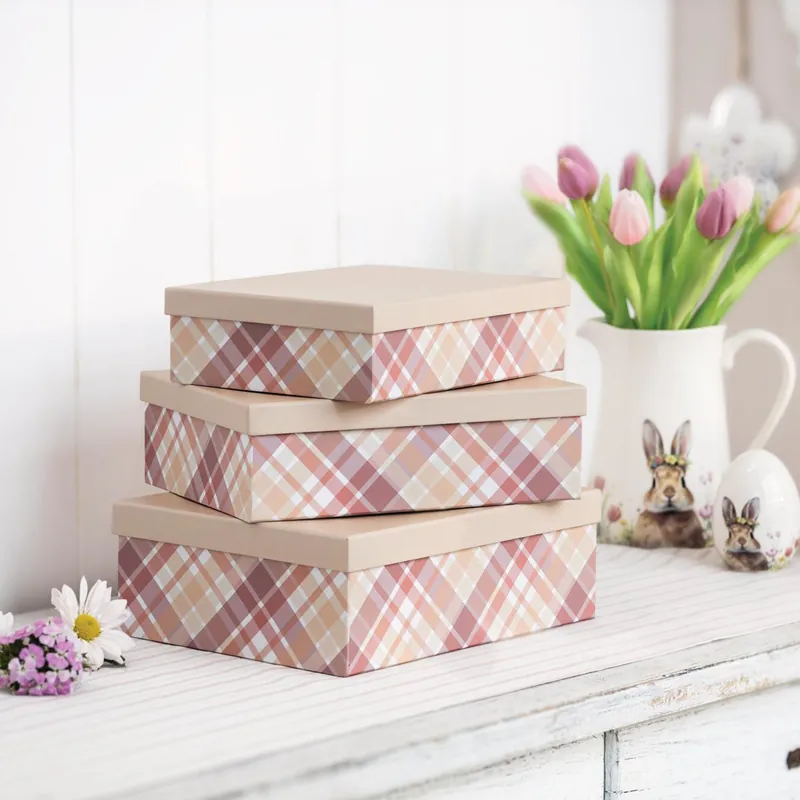Highlight Geschenkbox "Kariert", 3er Set