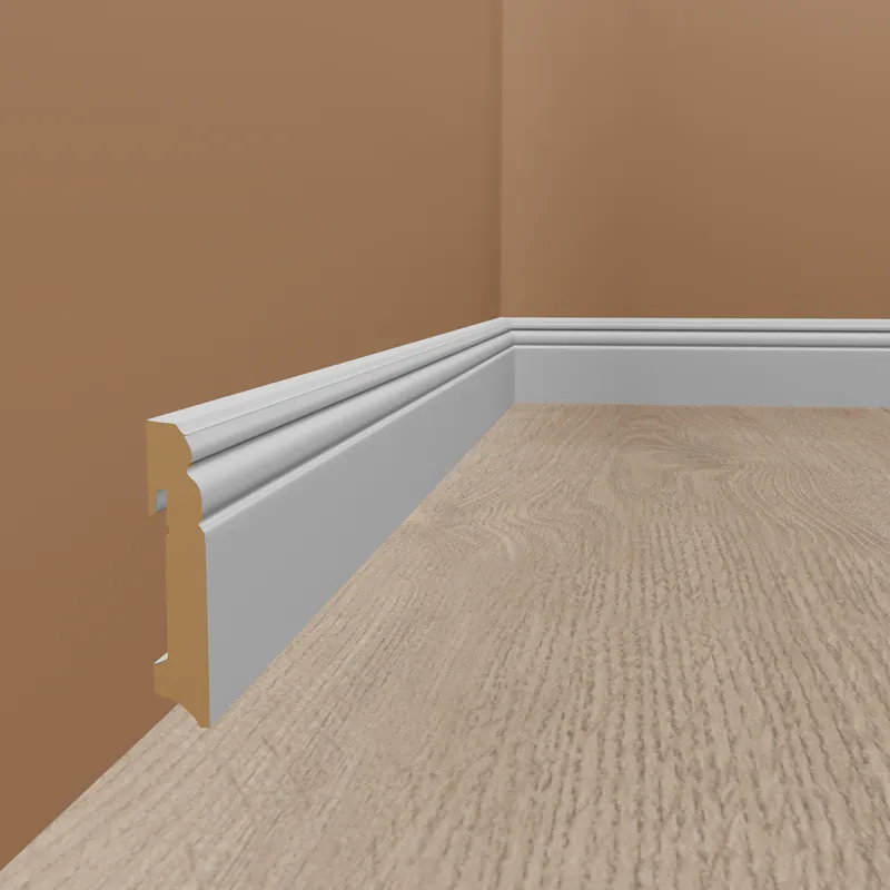 Rabatt Neuhofer Sockelleiste "Desana" FU089L MDF 18 x 90 x 2400 mm Weiß Berliner Profil