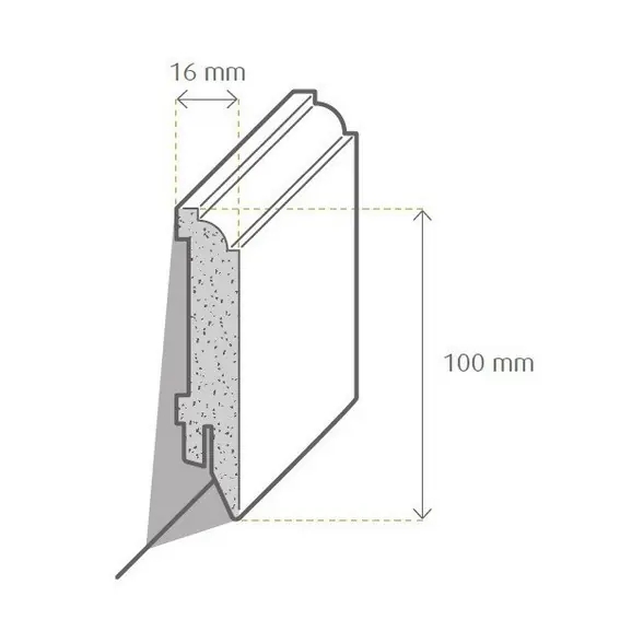 Aktuell Sockelleiste / Fußleiste / Bodenleiste Bergamo-11 (72044) | 16 x 100 x 2500 mm | Weiß