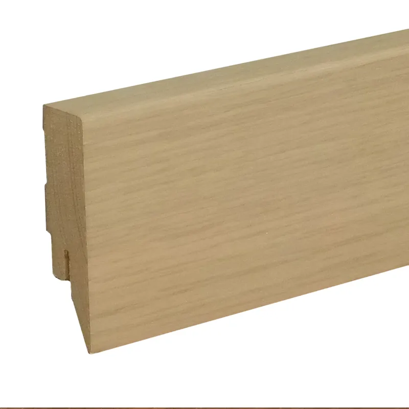 Garantierte Lieferung Sockelleiste / Fußleiste / Bodenleiste Taverone-12 (73023) | 16 x 58 x 2400 mm | Eiche weiß lackiert