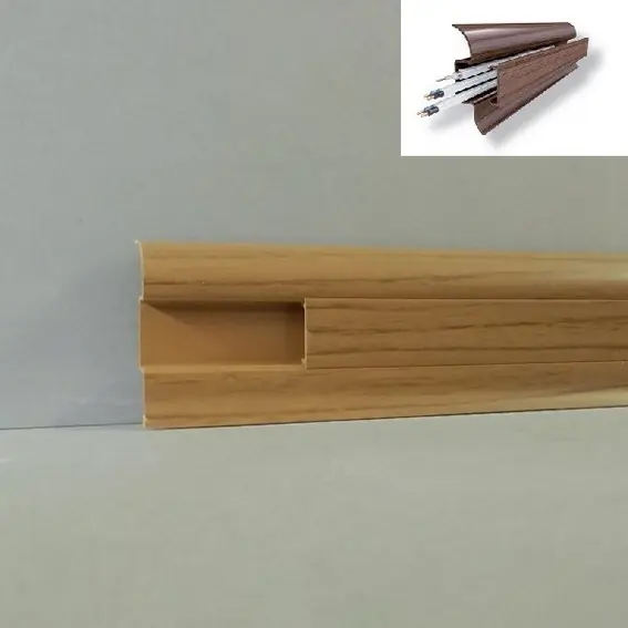 Sockelleisten (Fußleisten, Laminatleisten) "Castana" PVC / Kunststoff mit Kabelkanal in Walnuss Solange Der Vorrat Reicht