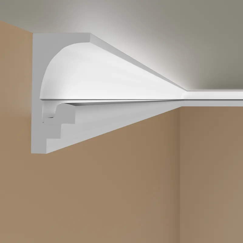 PROVISTON | Lichtleiste "LL8" | Polystyrol Stuckleiste | 93 x 182 x 2000 mm | Weiß | Deckenleiste Finale Aktion