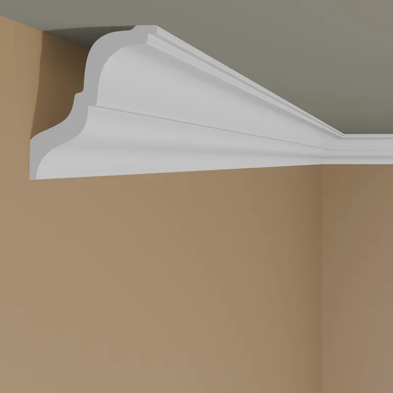 Schneller Versand Wiesemann | Stuckleiste Budapest 41 | Polystyrol | 78 x 87 x 2000 mm | Deckenleiste | Weiß