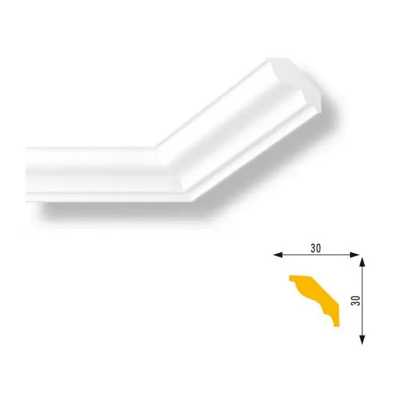 Bestpreis Marbet | Außenwinkel "Marbet E4" | Polystyrol | 30 x 30 x 200 mm | Weiß | Stuckleisten Winkel