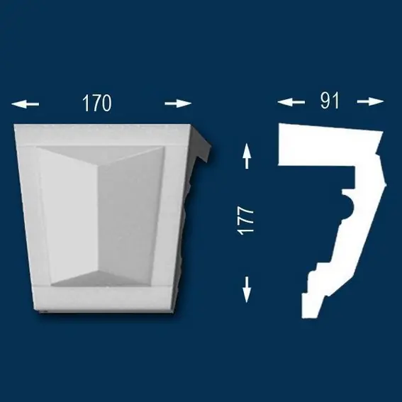 PROVISTON | Fassadenstuck "FP15 S" | Schlussstein | 170 x 177 x 91 mm | Polystyrol unbeschichtet Online Kaufen