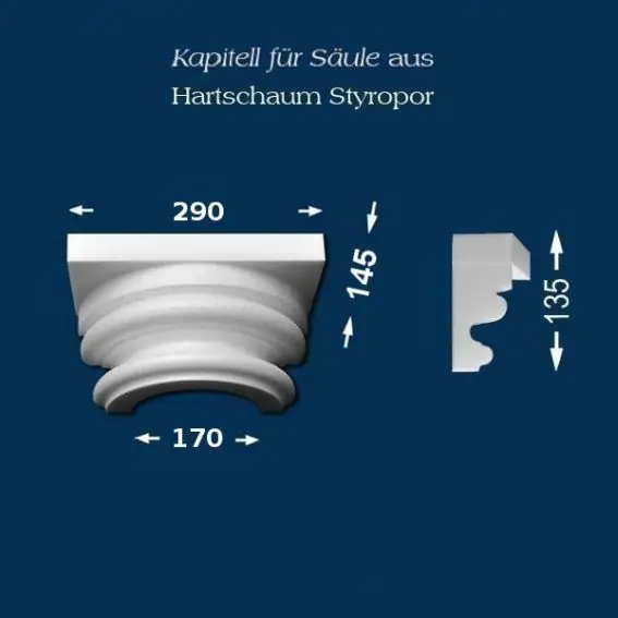 Preisknaller Wiesemann | Säulenkapitell SK5-1" | Polystyrol | 290 x 170 mm | Dekosäule | Zierelement Stucksäule