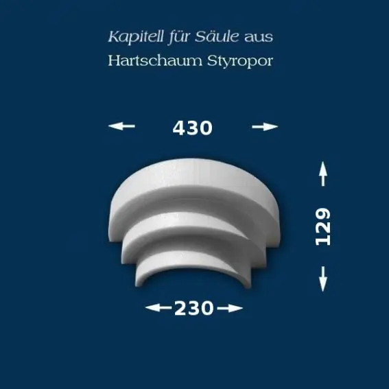 Wiesemann | Säulenkapitell SK11-3" | Polystyrol | 430 x 230 mm | Dekosäule | Zierelement Stucksäule Preisreduziert