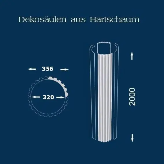 Günstig Wiesemann | Säulenschaft "SP19" | Polystyrol | 356 x 2000 mm | Säulenprofil | Dekosäule | kanneliert