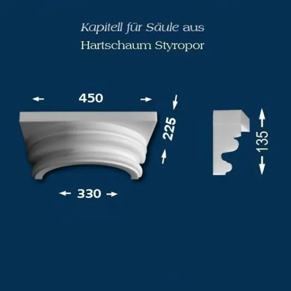 Wiesemann | Säulenkapitell SK21-1" | Polystyrol | 450 x 330 mm | Dekosäule | Zierelement Stucksäule Ausverkauf