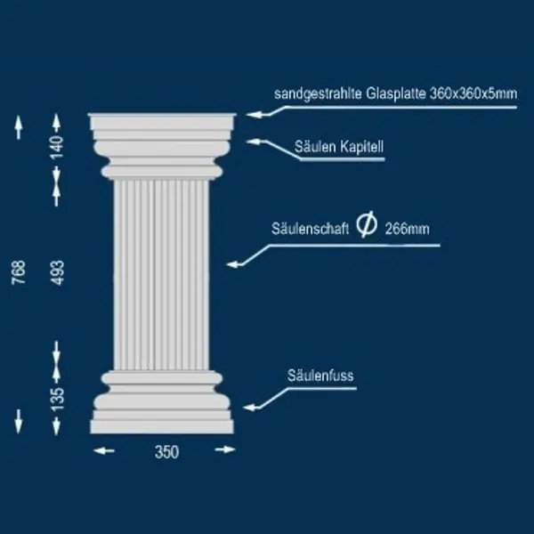 Ausverkauf Wiesemann | Dekosäule "Lipari 266" | 360 x 768 mm | Stucksäule | Unbeschichtet | Unbeleuchtet