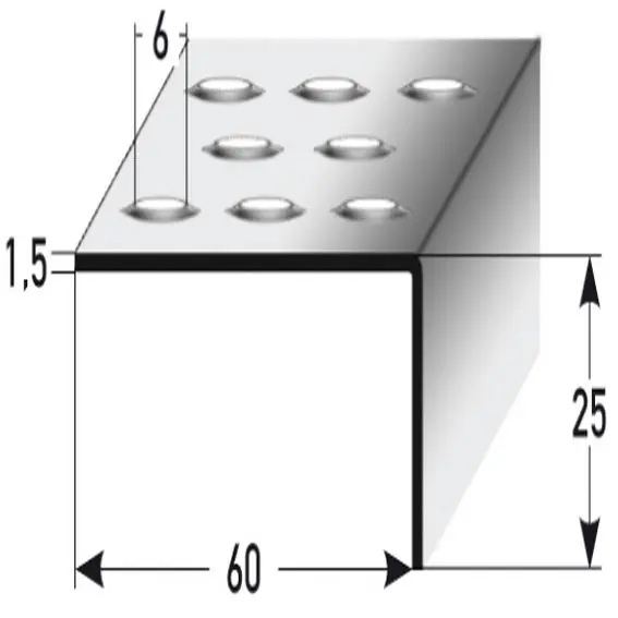 Auer Treppenkanten- & Winkelprofile Empoli Rutschhemmend R12 DIN 51130 25 x 60 mm Edelstahl Top-Seller