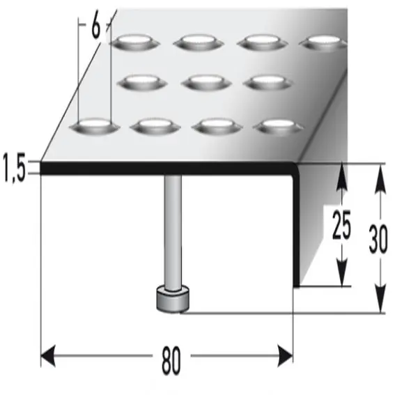 Auer Treppenkanten- & Winkelprofile Andria Rutschhemmend R12 DIN 51130 25 x 80 mm Edelstahl Preisreduziert