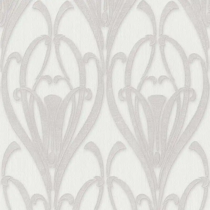 A.S. Creation | Mata Hari | 380914 | Vliestapete | Barock | 0.53 x 10.05 m | Grau | Weiß Begrenztes Angebot