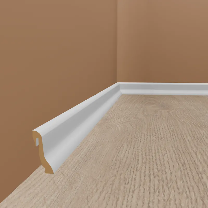 Must-Have PROVISTON | abgerundete Fußleiste | MDF weiß | Sockelleiste modern | 18.5 x 38.5 x 2400 mm
