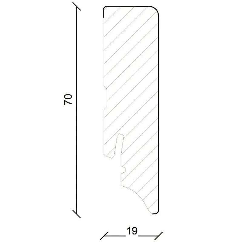 PROVISTON Innen- oder Außenwinkel 19 x 70mm MDF-Sockelleiste eckiges Profil weiß foliert Zertifiziert