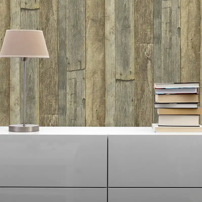 Schnäppchen Tapete Holzoptik Domenic M1-No.1421 Vliestapete Braun Gelb Holztapete