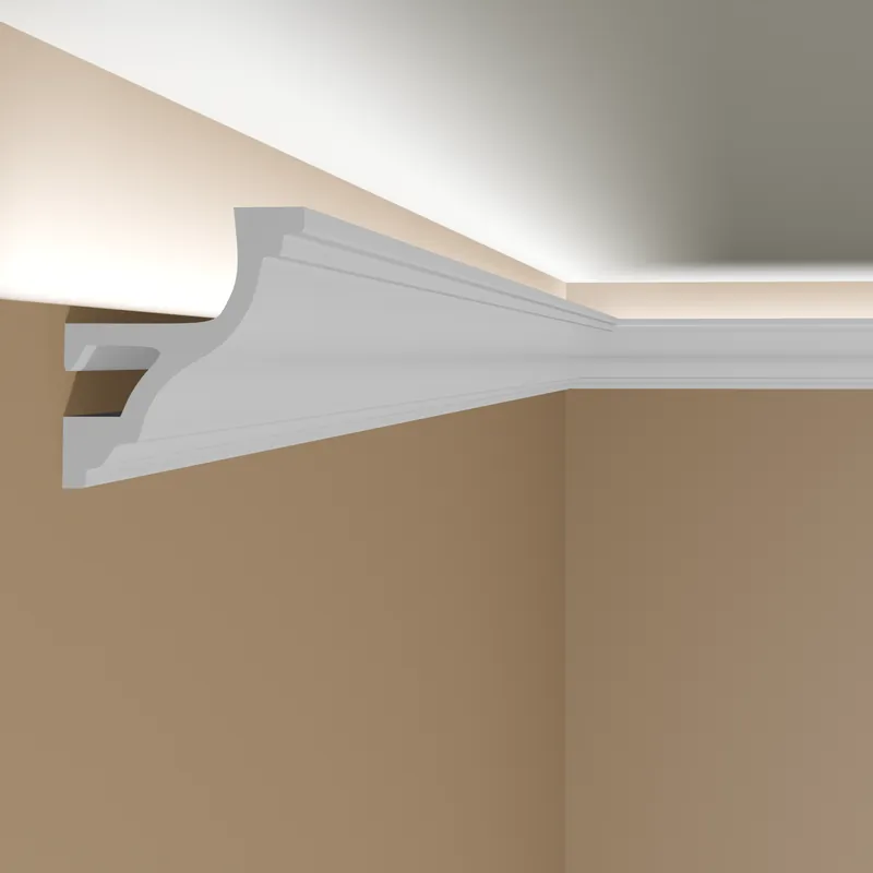 Elite Decor Lichtleiste KH905| Polystyrol 40 x 45 x 2000 mm Weiß Styropor Deckenleiste Direkt Vom Hersteller