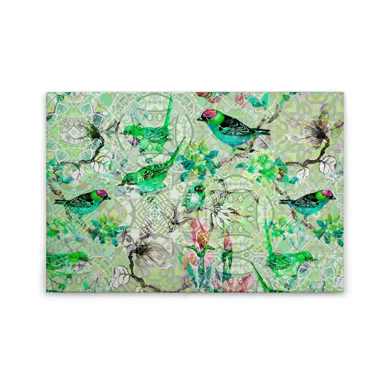 Aktuell Tadessi Leinwandbild Tiere Floral - 60 x 90 cm - M1-No.50099 - Keilrahmen in Grün Grau
