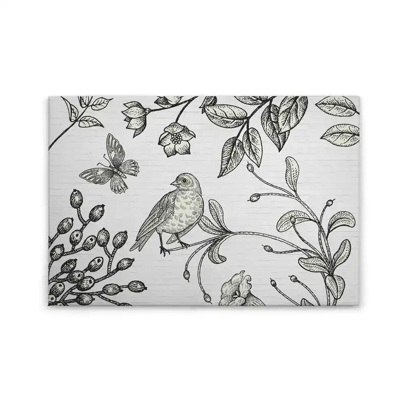 Solange Der Vorrat Reicht Tadessi Leinwandbild Landhausstil Floral - 60 x 90 cm - M1-No.50119 - Keilrahmen in Schwarz Weiß