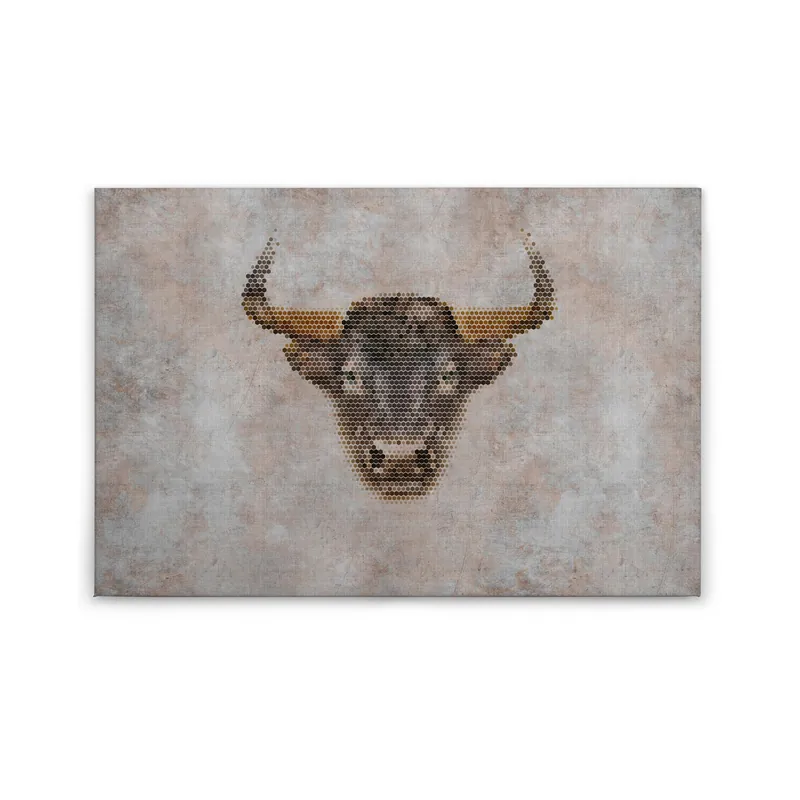 Neu Tadessi Leinwandbild Stier - 60 x 90 cm - M1-No.50189 - Keilrahmen in Grau Braun