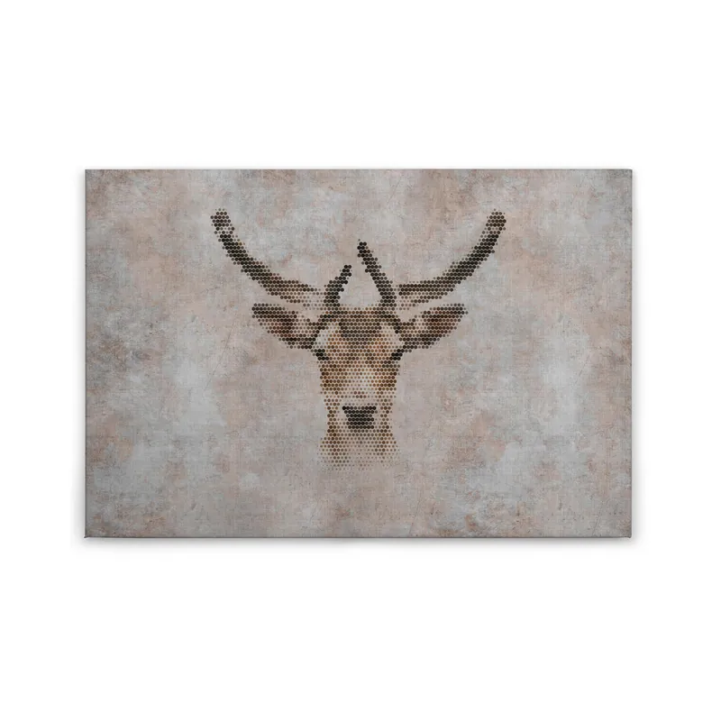Zertifiziert Tadessi Leinwandbild Hirsch Tiere - 60 x 90 cm - M1-No.50190 - Keilrahmen in Grau Braun