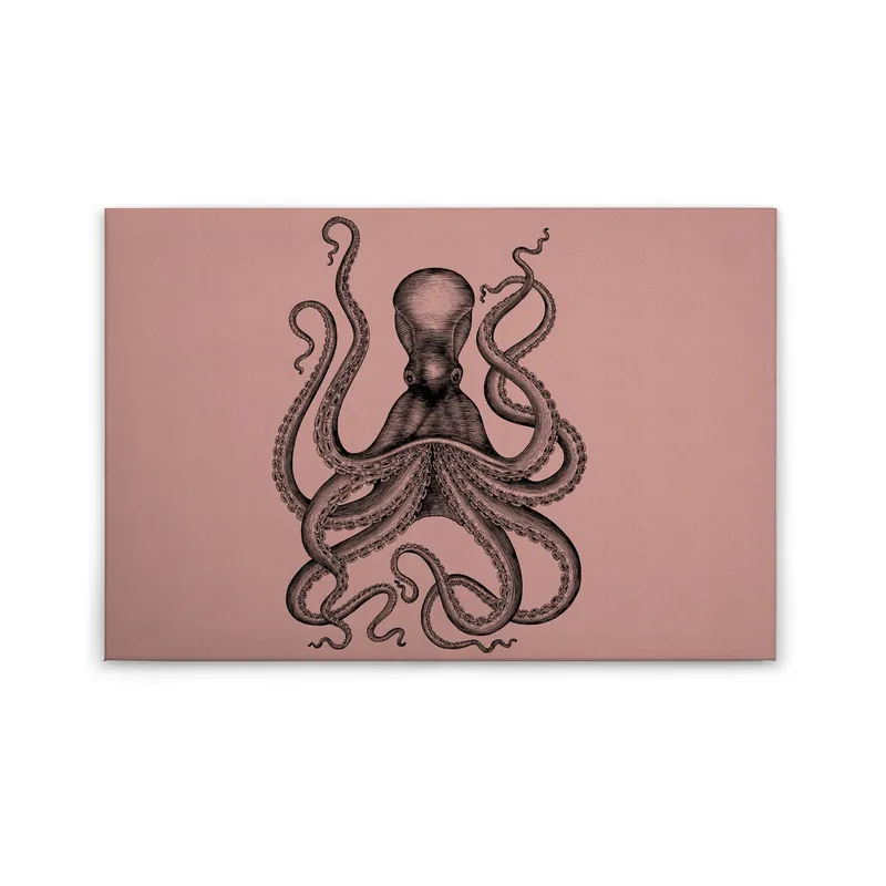 Billig Tadessi Leinwandbild Krake - 60 x 90 cm - M1-No.50240 - Keilrahmen in Rosa Grau