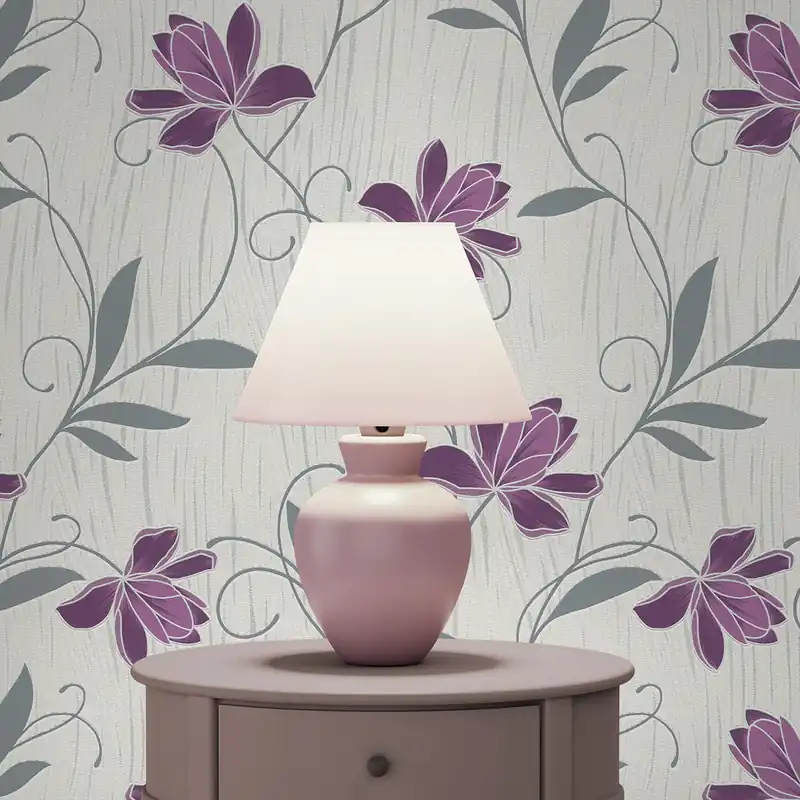 Tapete Blumen Florentin M1-No.2155 | Papiertapete | Lila | Grau | Floral Preiswert