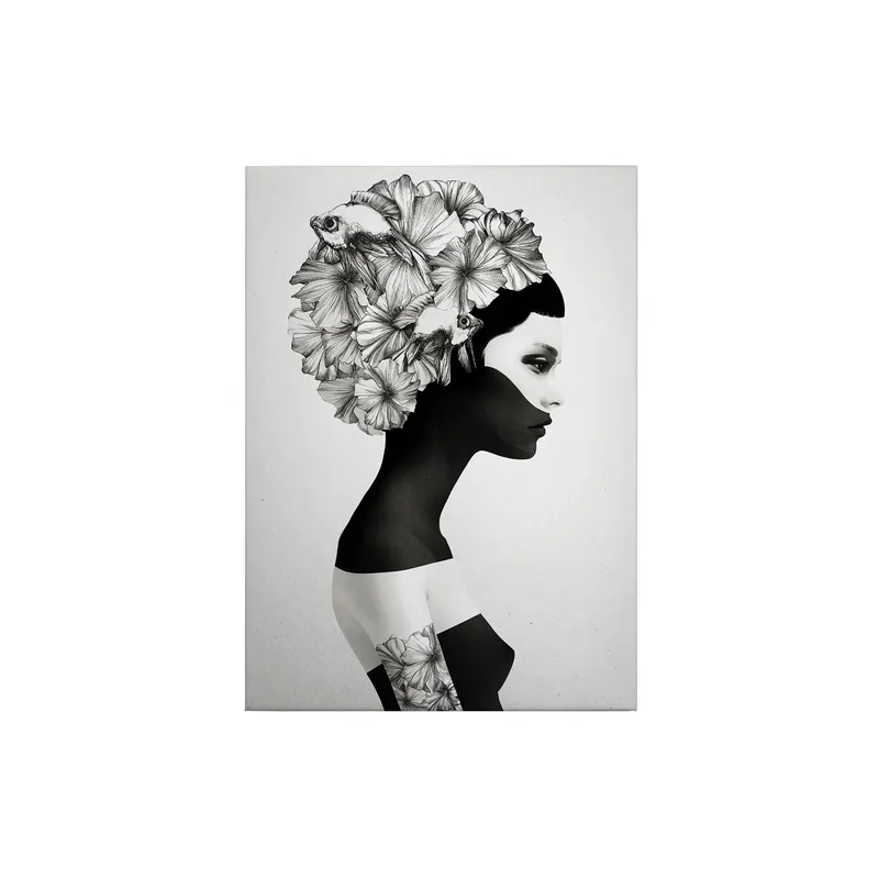 Zertifiziert Tadessi Leinwandbild Frau - 70 x 50 cm - M1-No.50415 - Keilrahmen in Weiß Schwarz