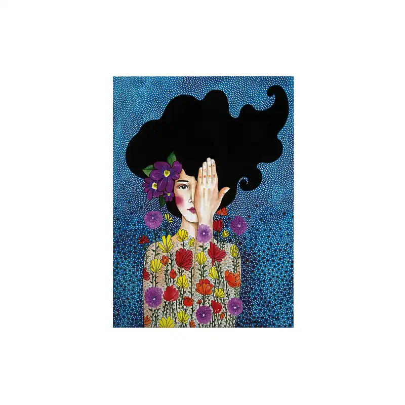 Tadessi Leinwandbild Personen Frau - 70 x 50 cm - M1-No.50422 - Keilrahmen in Blau Schwarz Bestpreis