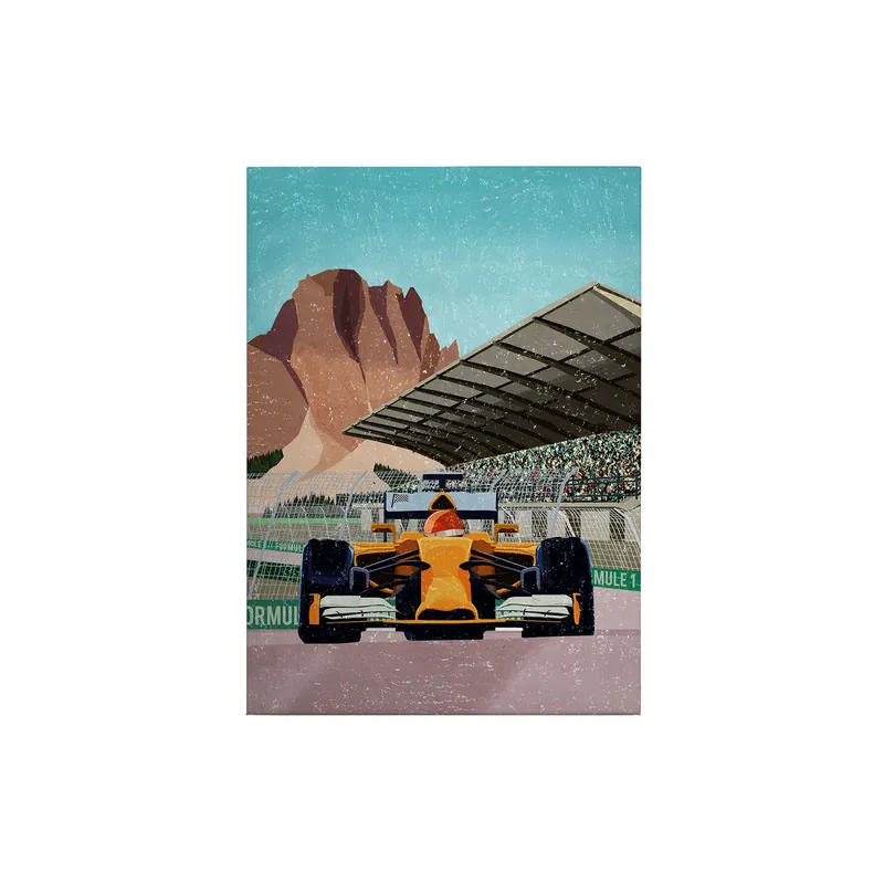Knallerangebot Tadessi Leinwandbild Rennwagen Fahrzeuge - 70 x 50 cm - M1-No.50442 - Keilrahmen in Orange