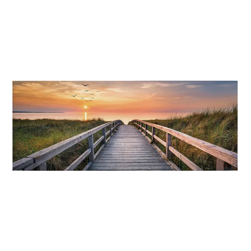 Top-Seller Tadessi Leinwandbild Landschaften Steeg - 40 x 100 cm - M1-No.50454 - Keilrahmen in Grün Orange