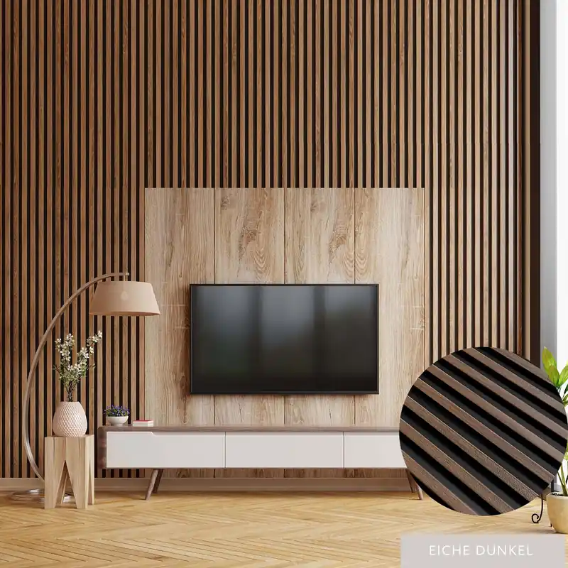 Neu Im Sortiment Mardom | Akustik 3D Wandpaneel "0048" | H: 2700 mm x B: 120 mm | Eiche Dunkel | Modern