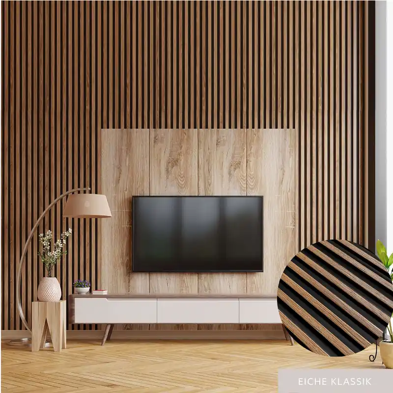 Mardom | Akustik 3D Wandpaneel "0050" | H: 2700 mm x B: 120 mm | Eiche Klassik | Modern Neu Im Sortiment